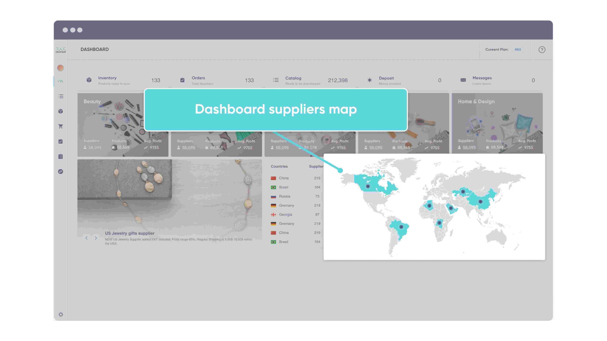 Dropship suppliers dashboard