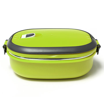 Hotbest Bento Box 900ml Stainless Steel Thermal Lunch Box Single Layer Food Containers with Thermal Insulation Arch Handle, Size: Large, Green