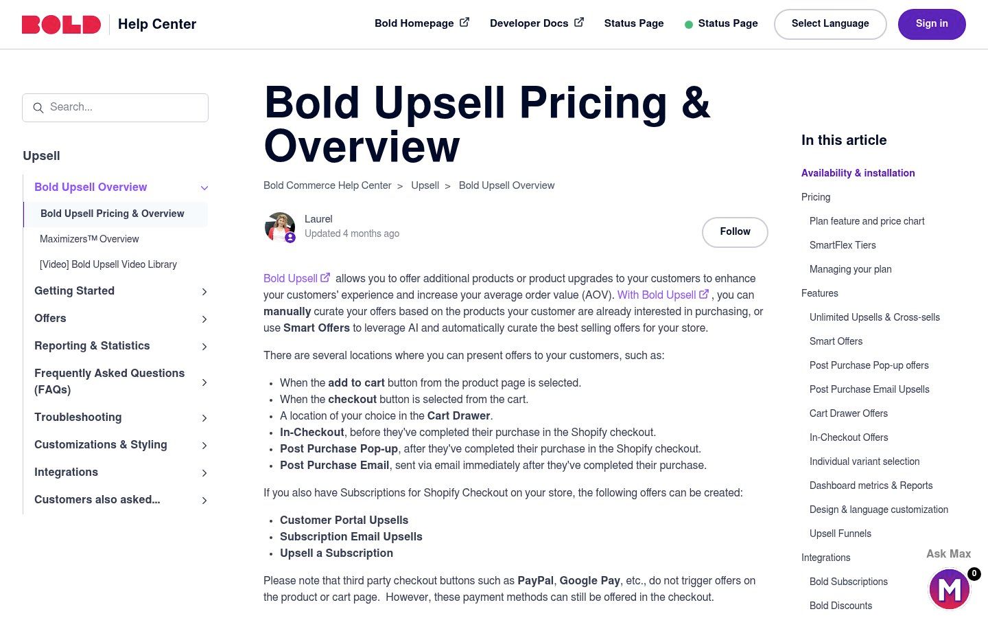 BOLD AI Upsell & Cross-Sell pricing page