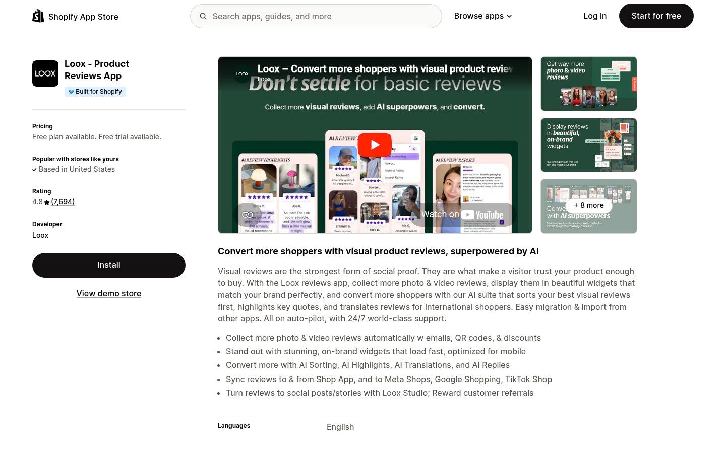 Loox on the Shopify App Store