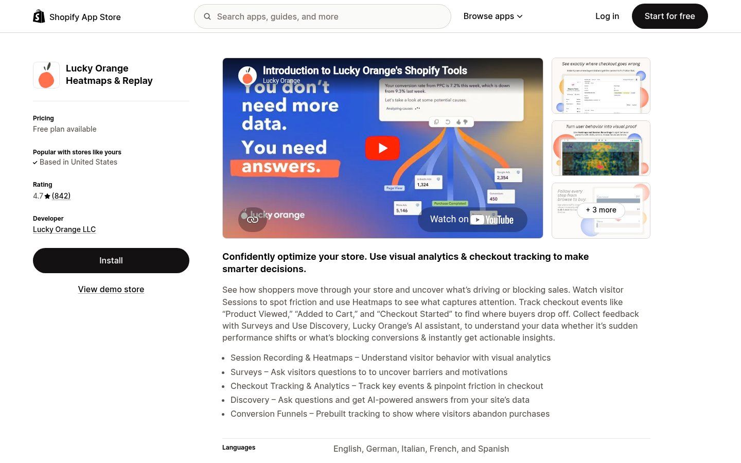 Lucky Orange on the Shopify App Store