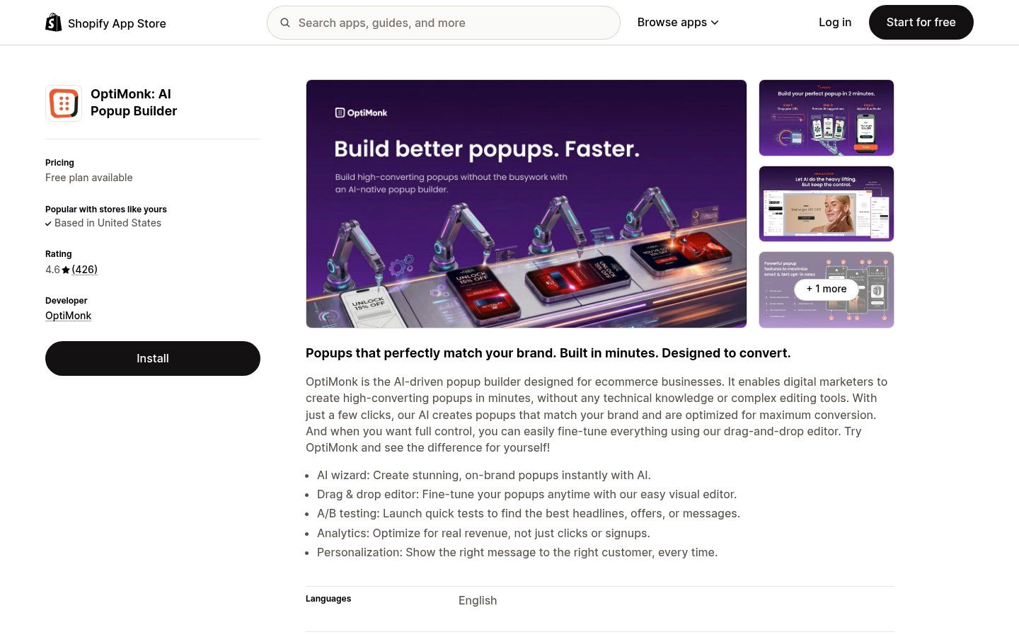 OptiMonk on the Shopify App Store