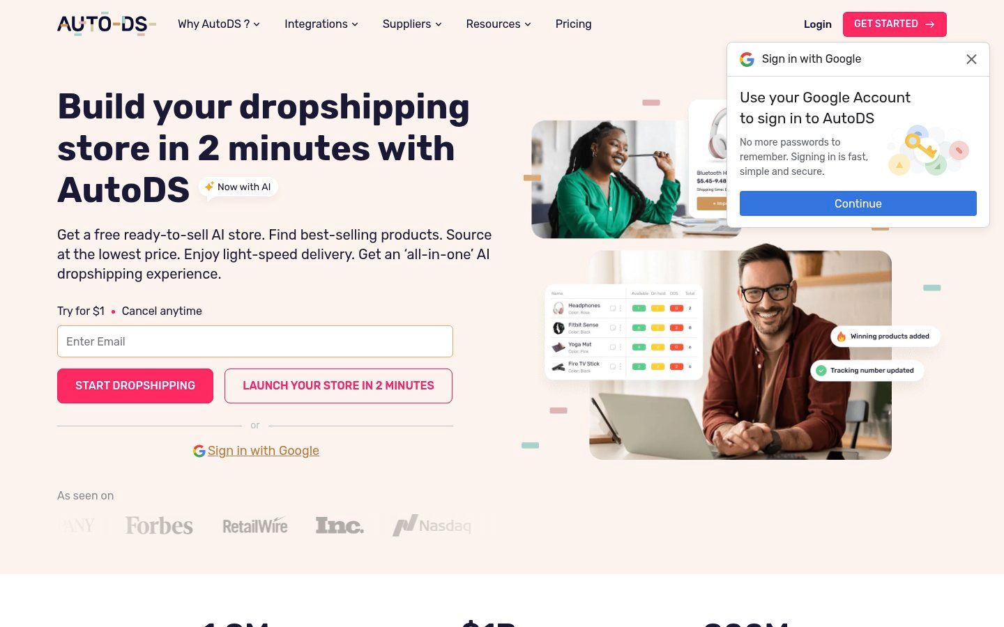 AutoDS homepage