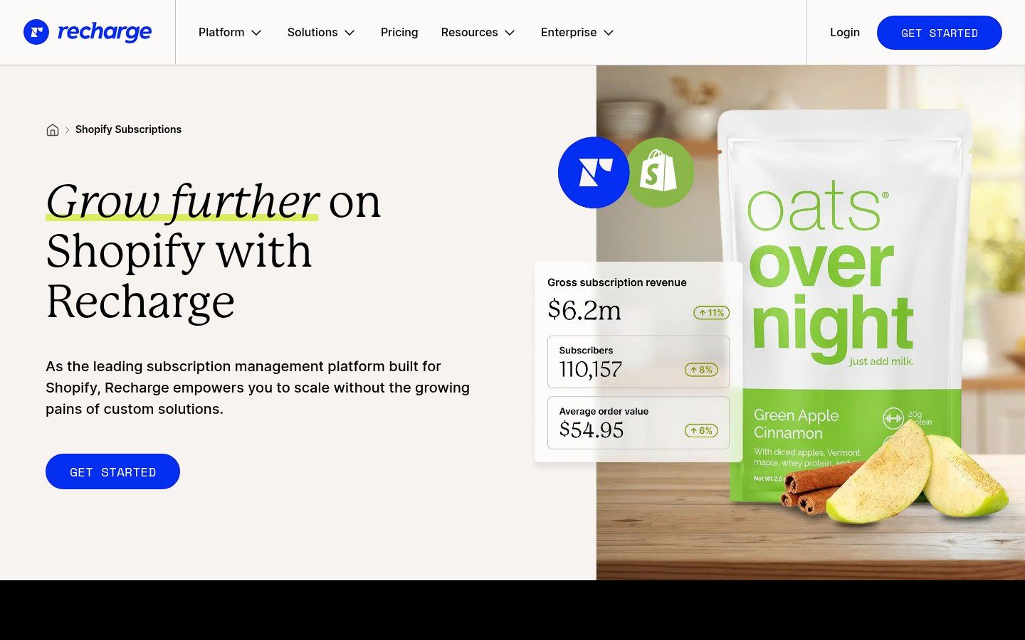 Recharge Subscriptions pricing page