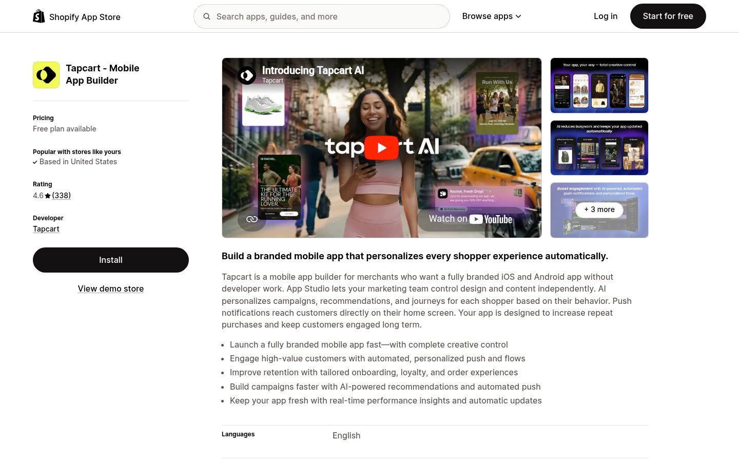 Tapcart on the Shopify App Store